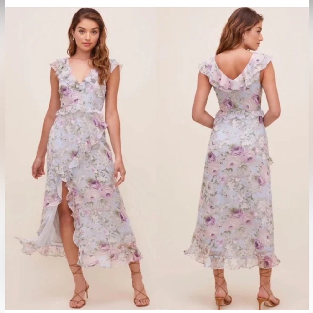 ASTR Floral Pastel Lavender Midi Dress
